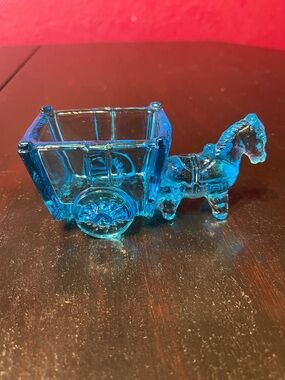 Vintage Kemple Glass minature donkey and cart dish